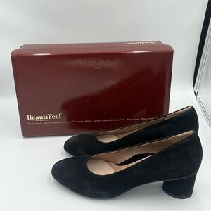 BeautiFeel Black Suede Block Heels, 38 (7.5-8)